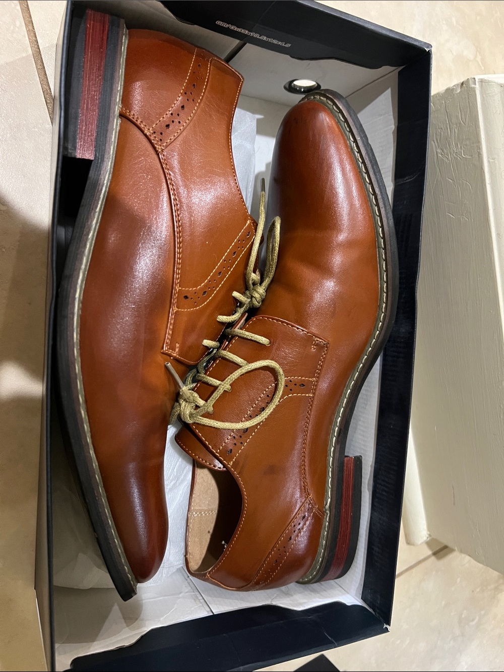 Prince Men's Lace-Up Oxford in Cognac Brown Bruno Marc